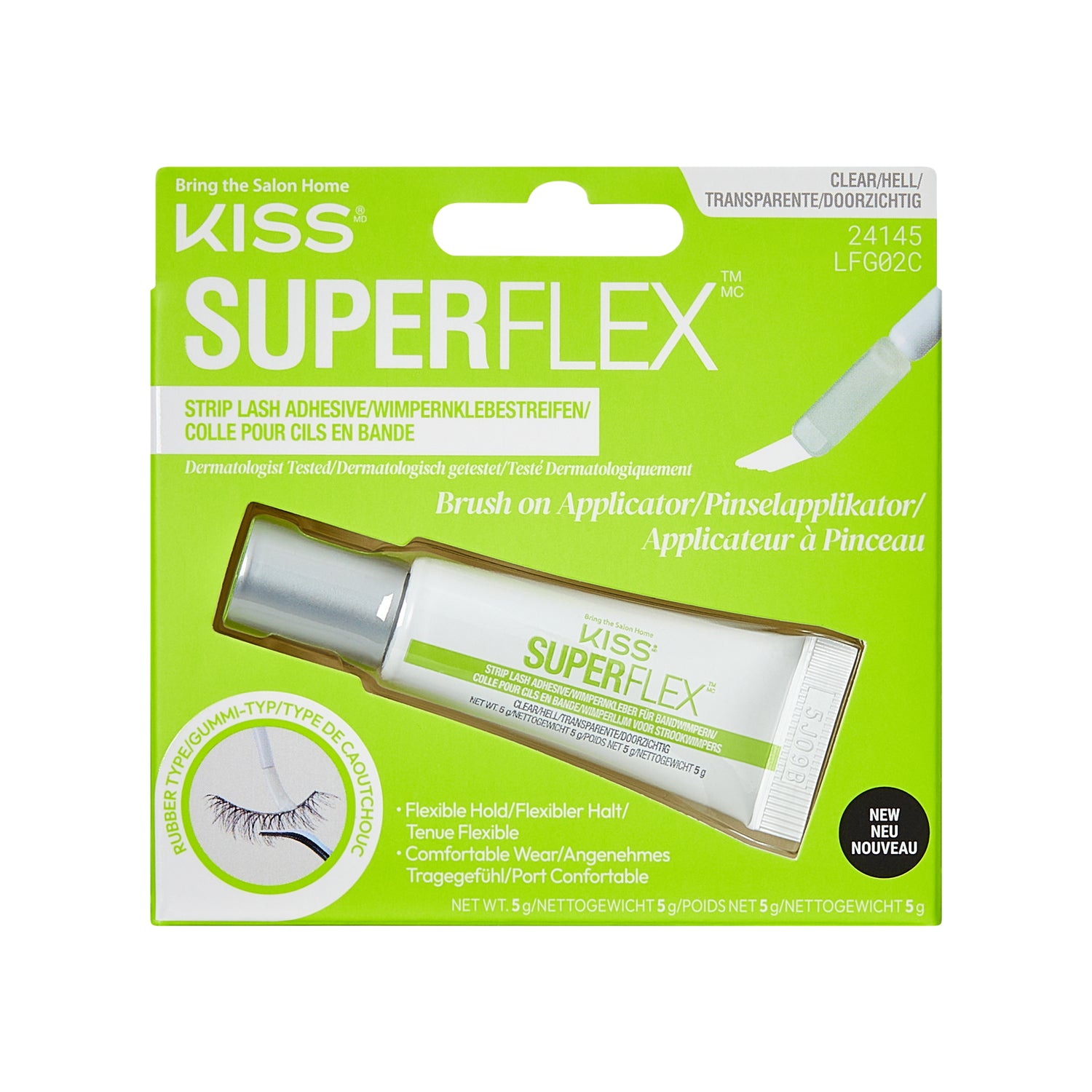 KISS SuperFlex latexové lepidlo na pásikové riasy, s aplikátorom, priehľadné, 5 g (0,18 oz.)