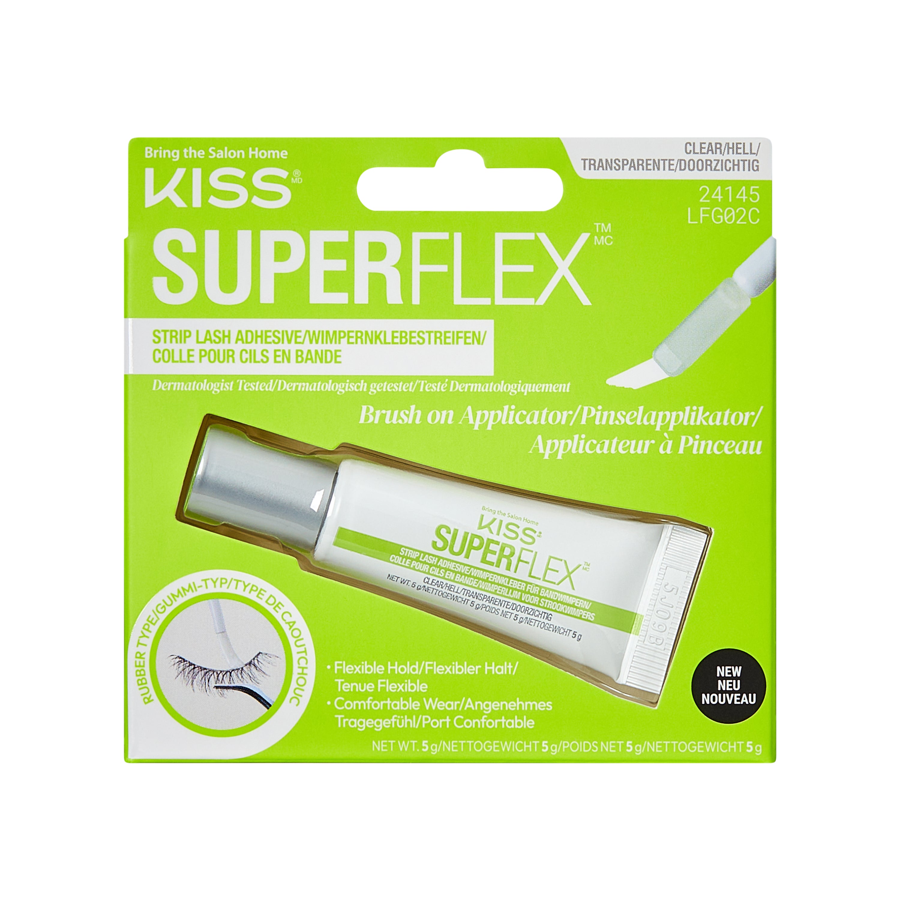 KISS SuperFlex latexové lepidlo na pásikové riasy, s aplikátorom, priehľadné, 5 g (0,18 oz.)