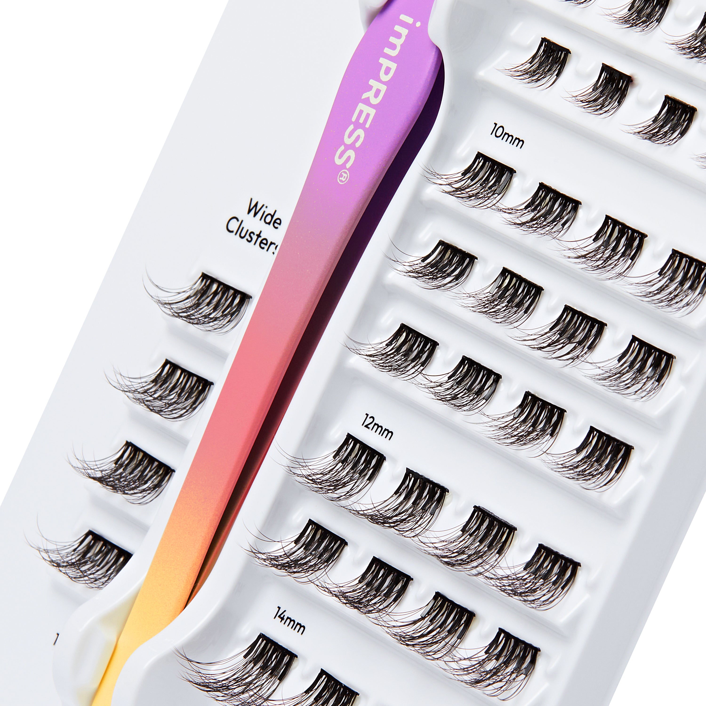 KISS imPRESS Press On Self Adhesive Eyelashes, 8mm–14mm, Soft Natural, 36 Lash Clusters