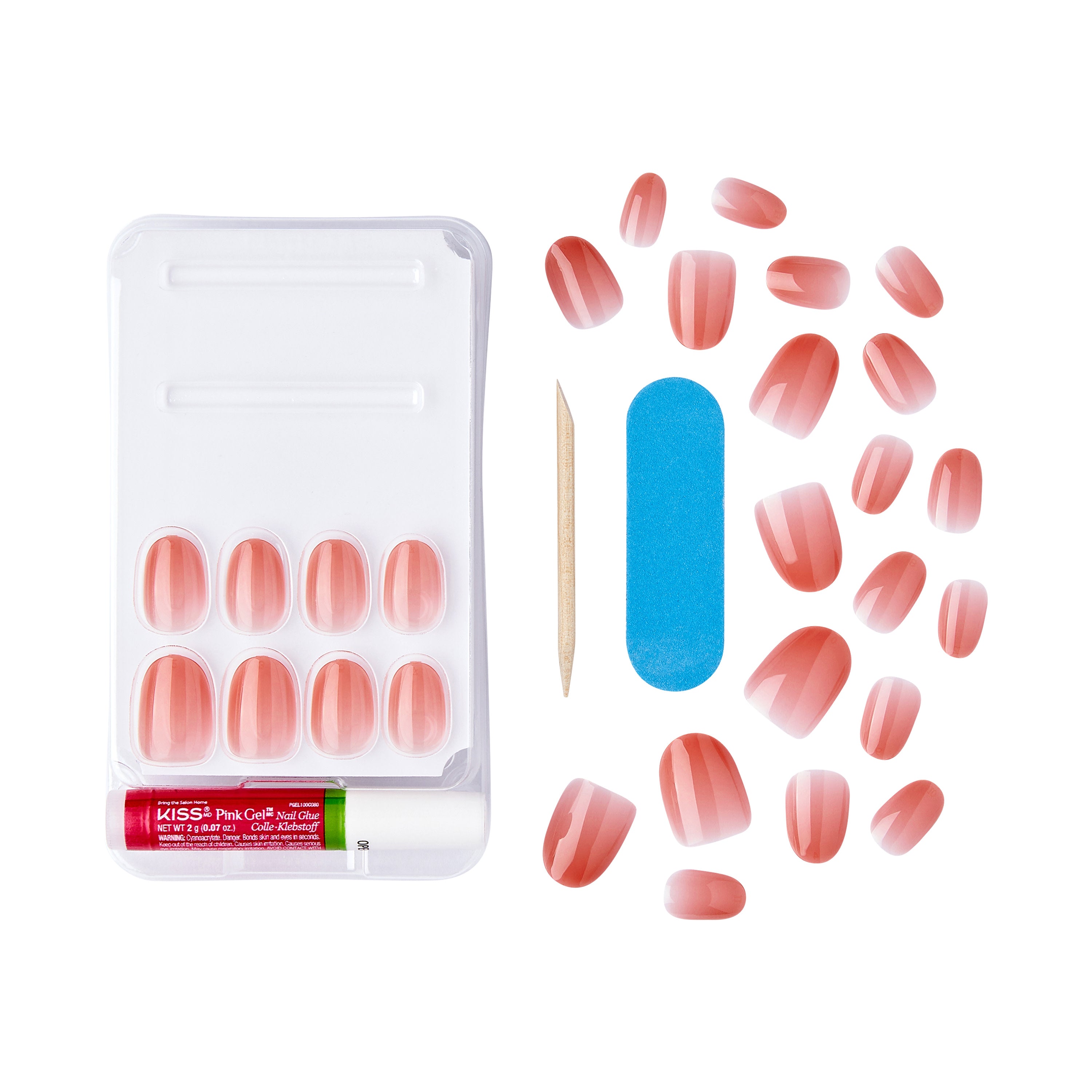 Kiss Bare but Better  TruNude Press On Nails, Solid Orange, Short Oval, 28 Ct. (Copy)