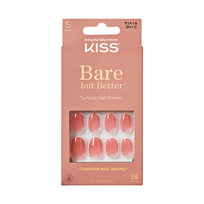 Kiss Bare but Better  TruNude Press On Nails, Solid Orange, Short Oval, 28 Ct. (Copy)