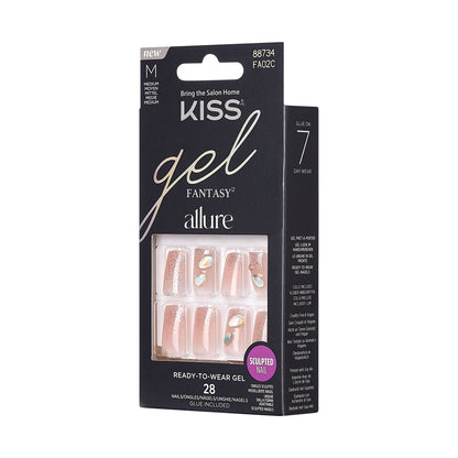 KISS Gel Fantasy Allure Press-On Nails, Transformation, Ružová, Medium Hranatý, 31 ks