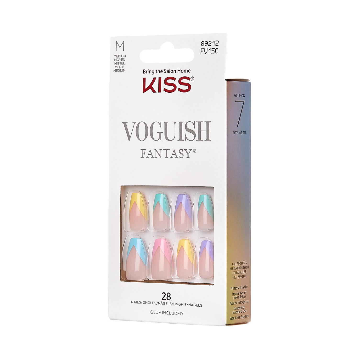 KISS Voguish Fantasy Press-On Nails, Viacfarebná, Medium, Coffin, 31 ks