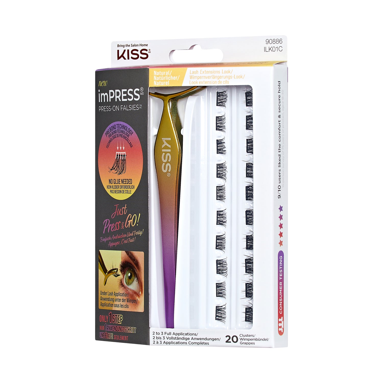 imPRESS Press-On Falsies No-Glue False Eyelash Clusters Kit, Natural, 21 ks