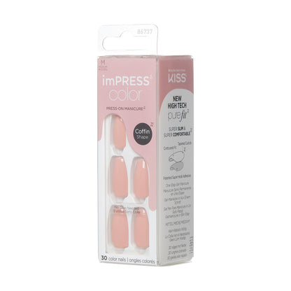 imPRESS Color No Glue Mani Press On Nails, Color, Sumptuous, Ružová, Medium Coffin, 30 ks