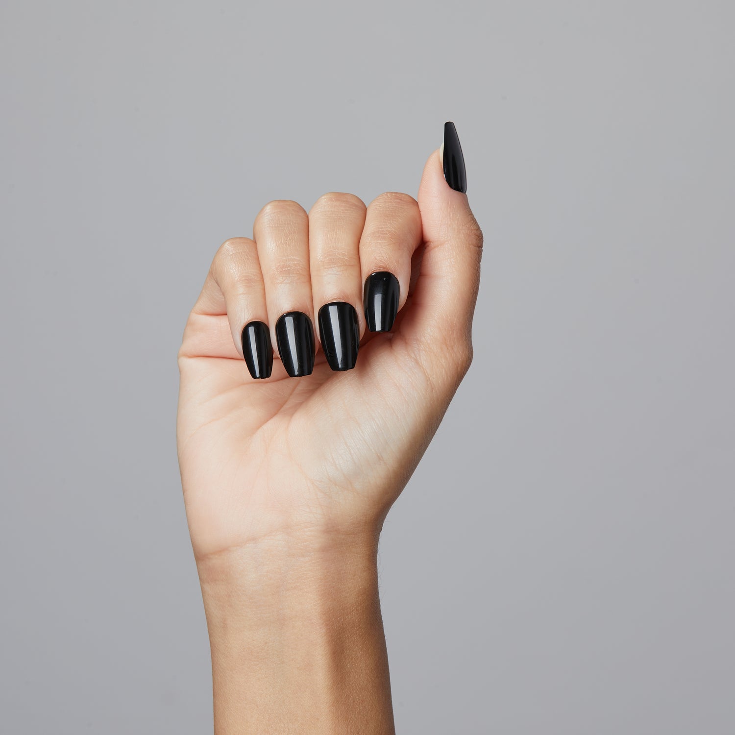 imPRESS Color No Glue Mani Press On Nails, Color, All Black, Čierna, Medium Coffin, 30 ks