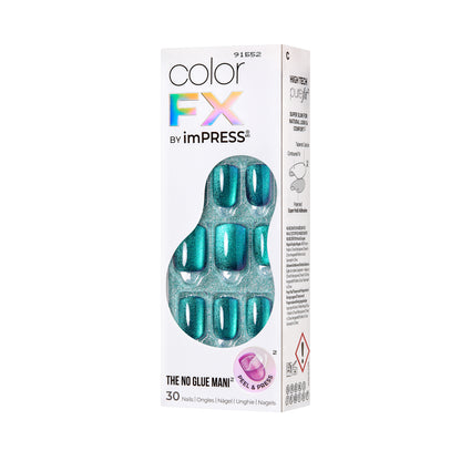 colorFX by imPRESS  Press-On Nails, No Glue Needed, Tmavo zelená, Short Zaoblený, 30 ks
