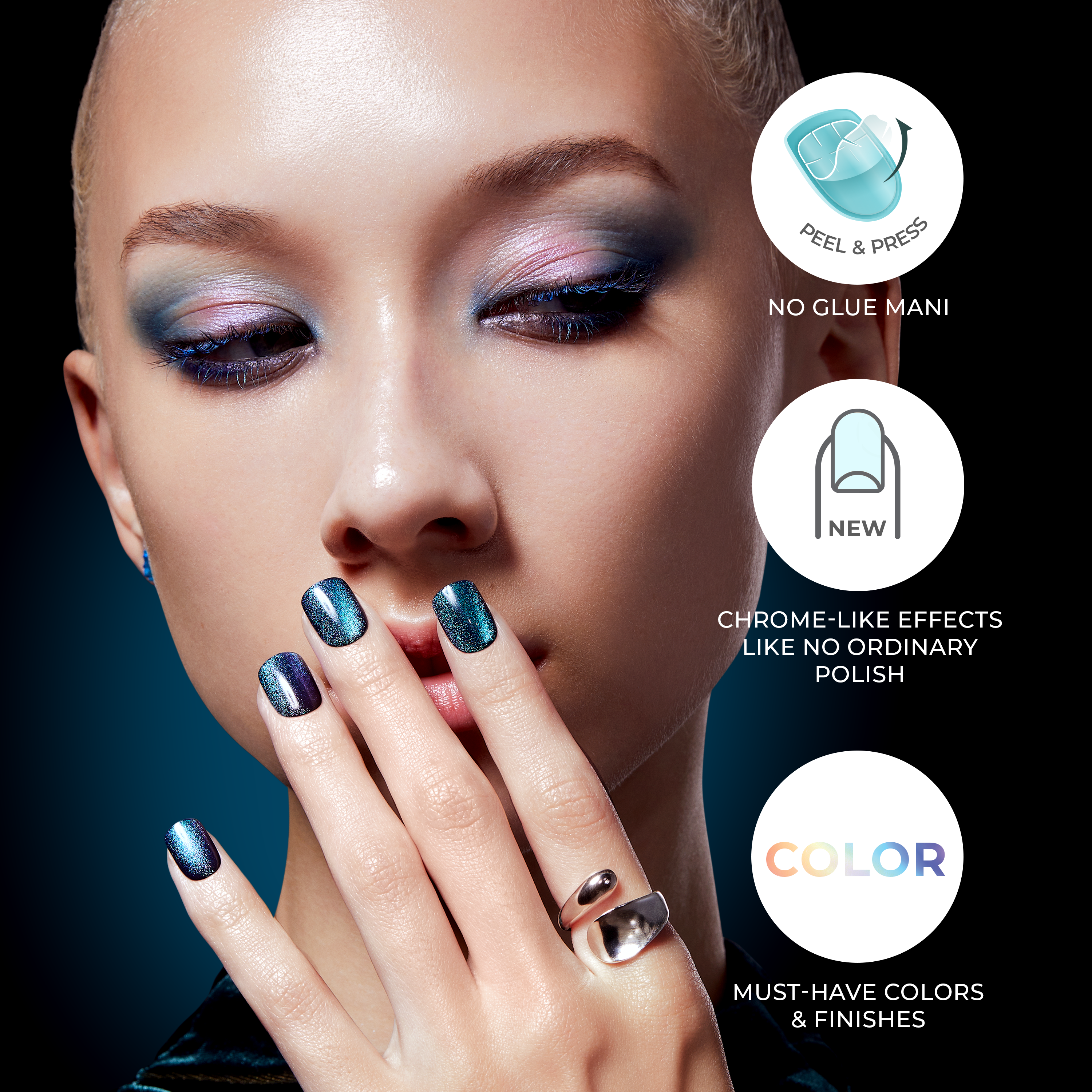 colorFX by imPRESS  Press-On Nails, No Glue Needed, Tmavo zelená, Short Zaoblený, 30 ks