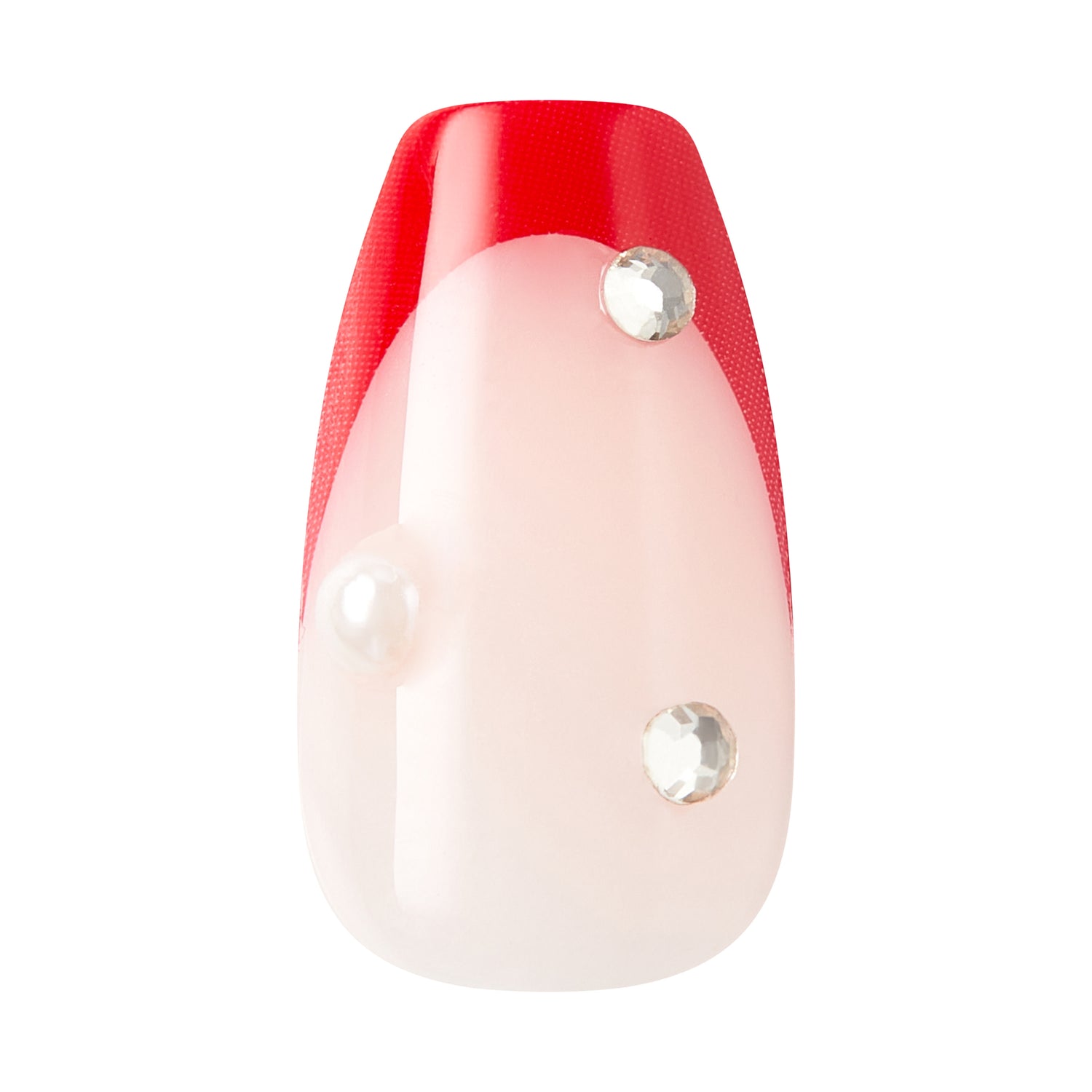 KISS imPRESS Press On Nails, ‘Happy World’, Red, Medium Coffin, 30 Count