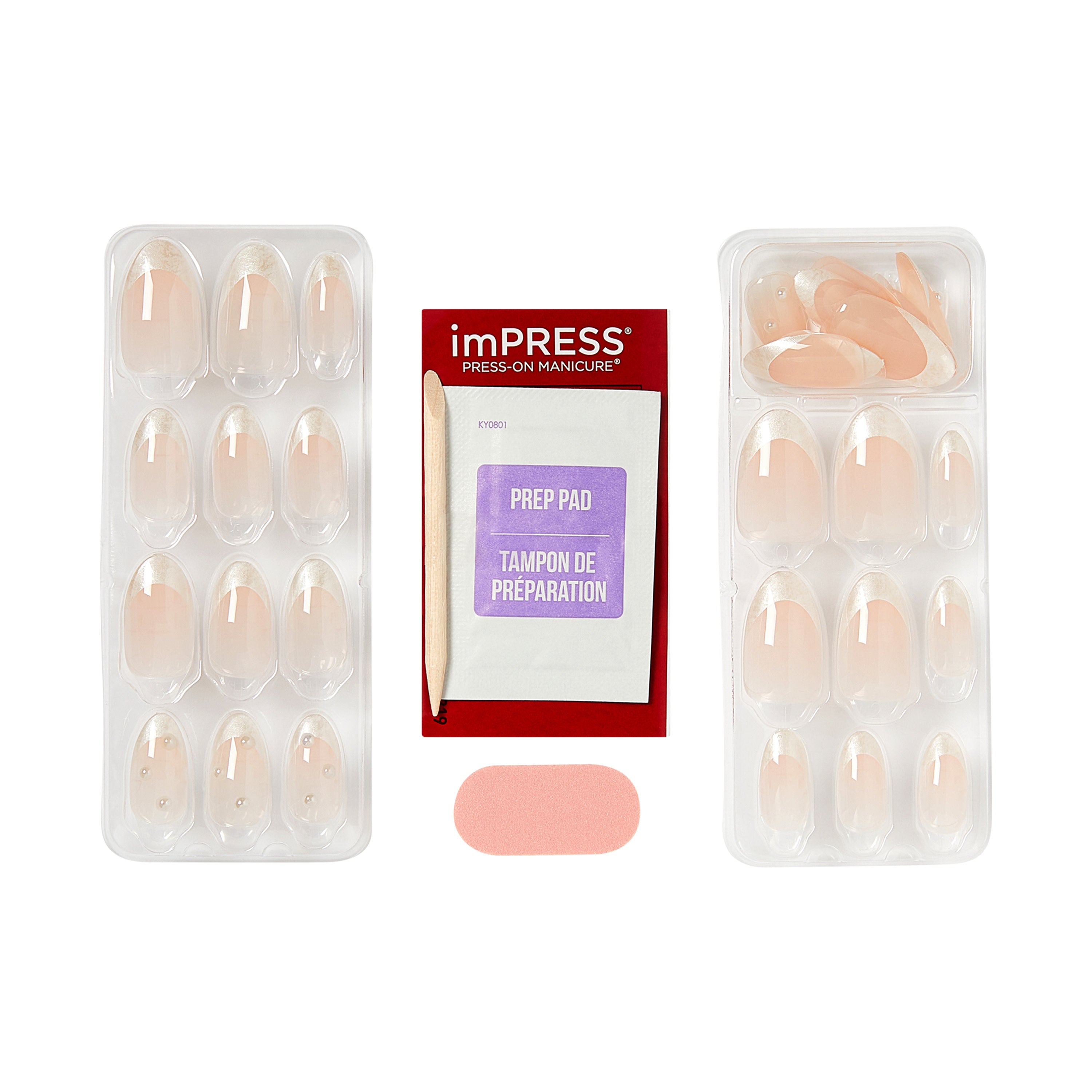 KISS imPRESS Press On Nails Almond, ‘Chills’, White, Medium, 30 Count