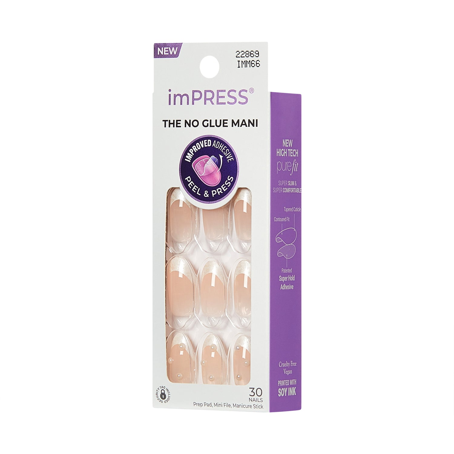 KISS imPRESS Press On Nails Almond, ‘Chills’, White, Medium, 30 Count