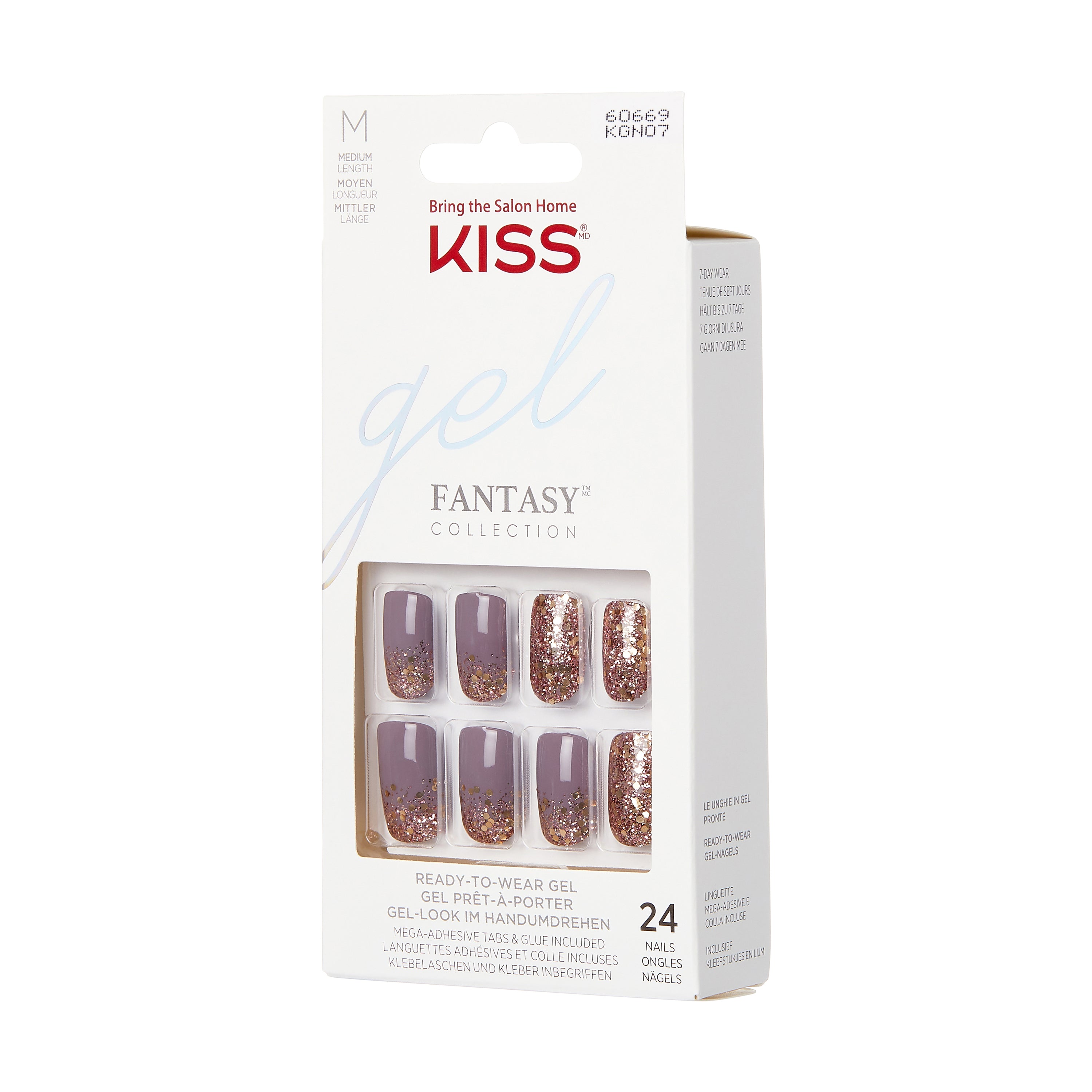 KISS Gel Fantasy, Press-On Nails, Rush Hour, Modrá, Medium Mandľový, 32 ks