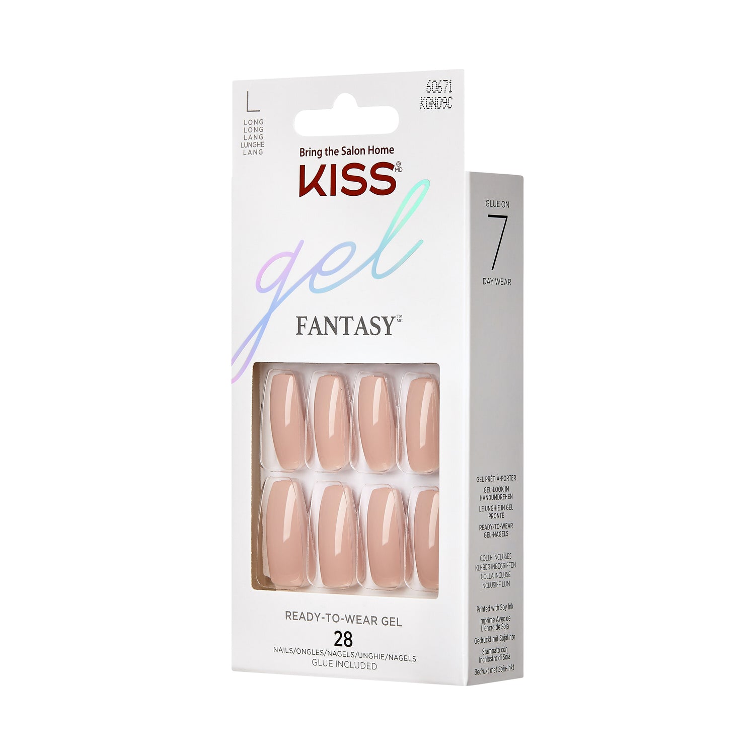 KISS Gel Fantasy, Press-On Nails, Ab Fab, Ružová, Long Coffin, 32 ks