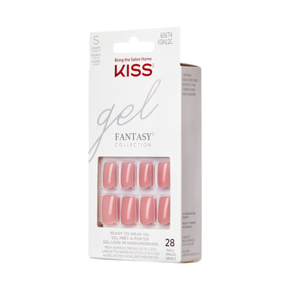 KISS Gel Fantasy, Press-On Nails, Ribbons, Ružová, Short Zaoblený, 31 ks