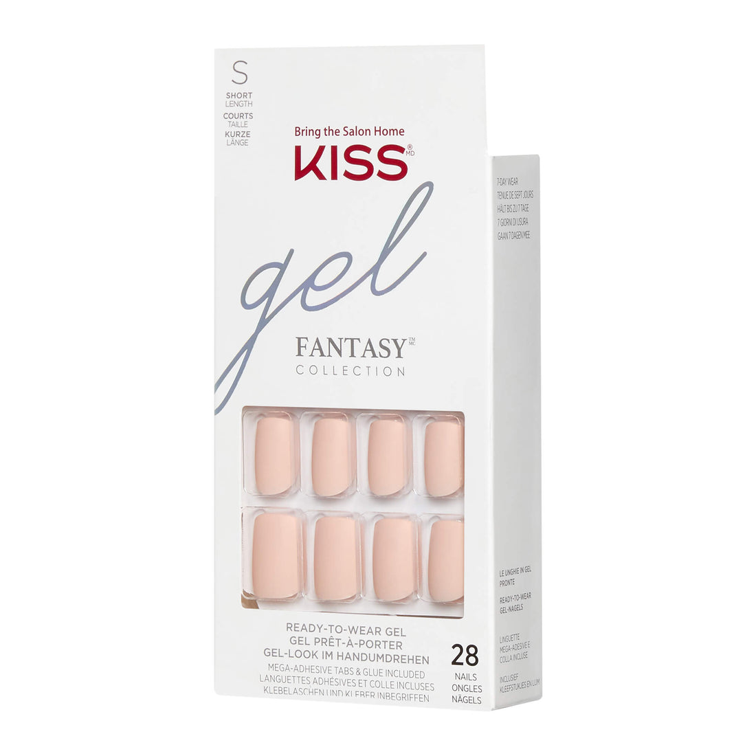 KISS Gel Fantasy, Press-On Nails, Gel Fantasy, Ružová, Short Zaoblený, 31 ks
