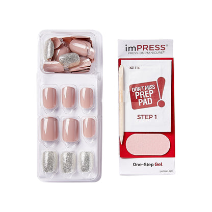 imPRESS Design Press-On Nails, No Glue Needed, Ružová, Short Zaoblený, 33 ks