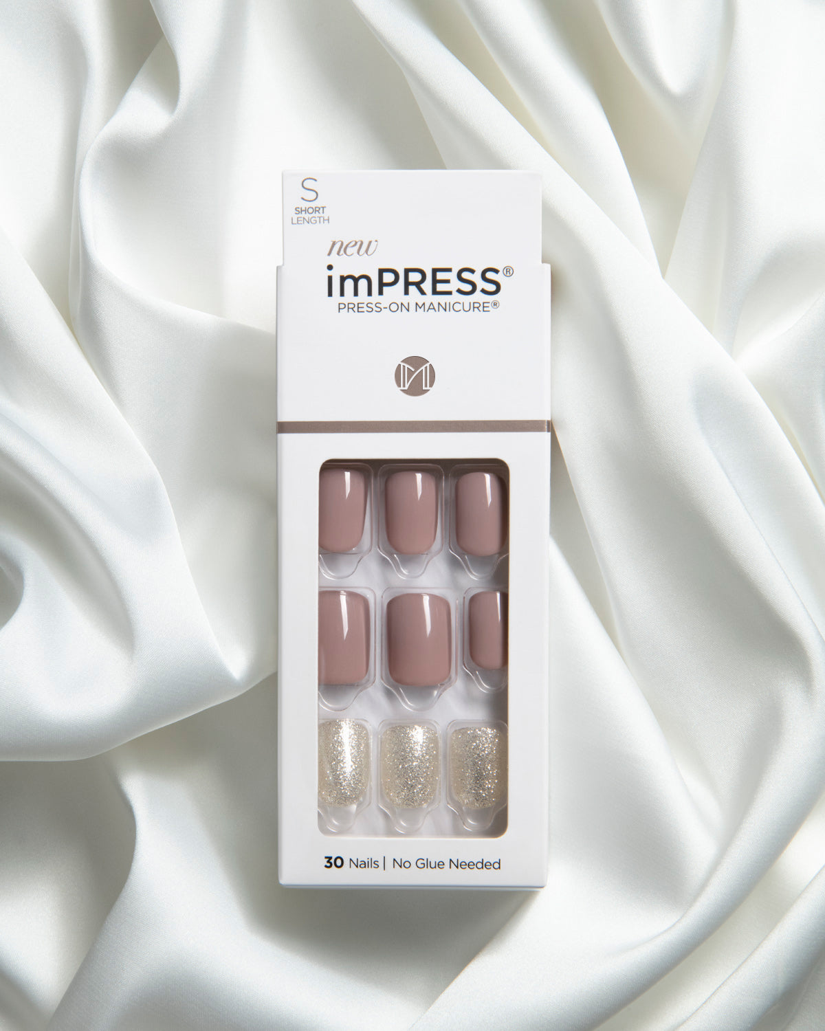 imPRESS Design Press-On Nails, No Glue Needed, Ružová, Short Zaoblený, 33 ks