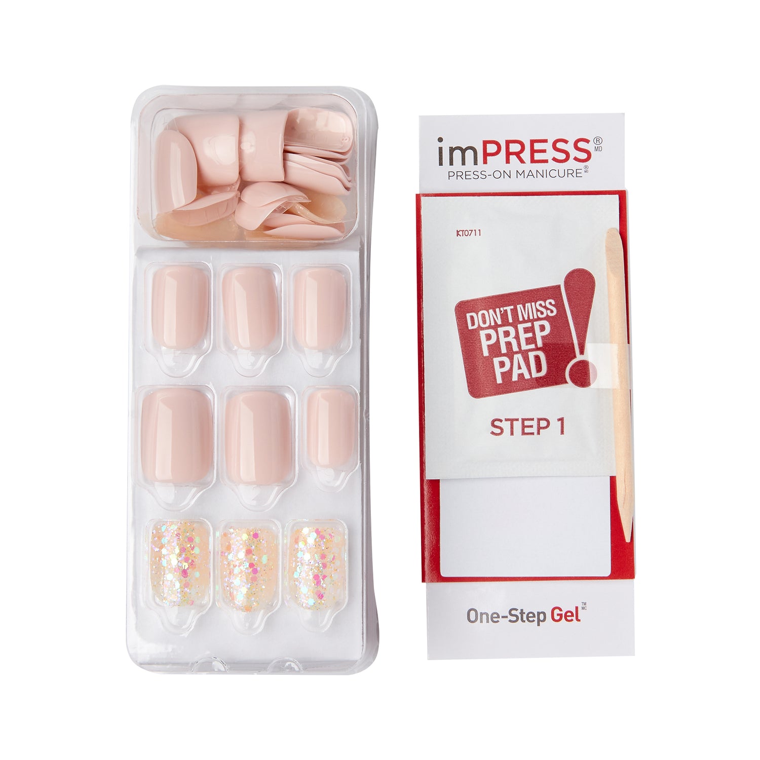 imPRESS Design Press-On Nails, No Glue Needed, Ružová, Short, Zaoblený, 33 ks