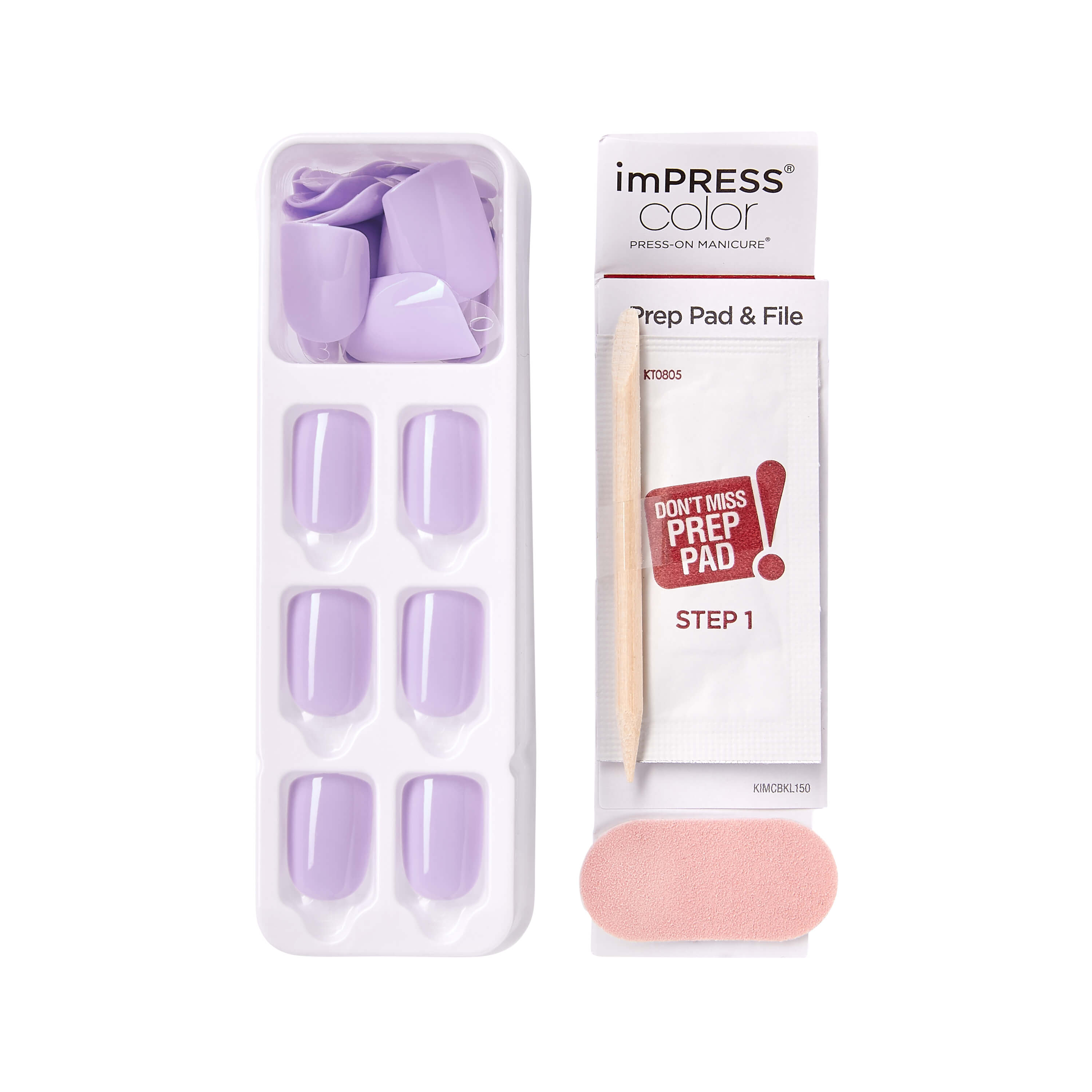 imPRESS Color No Glue Mani Press-On Nails, No Glue Needed, Color, Picture Purplect, Fialová, Short Zaoblený, 30 ks