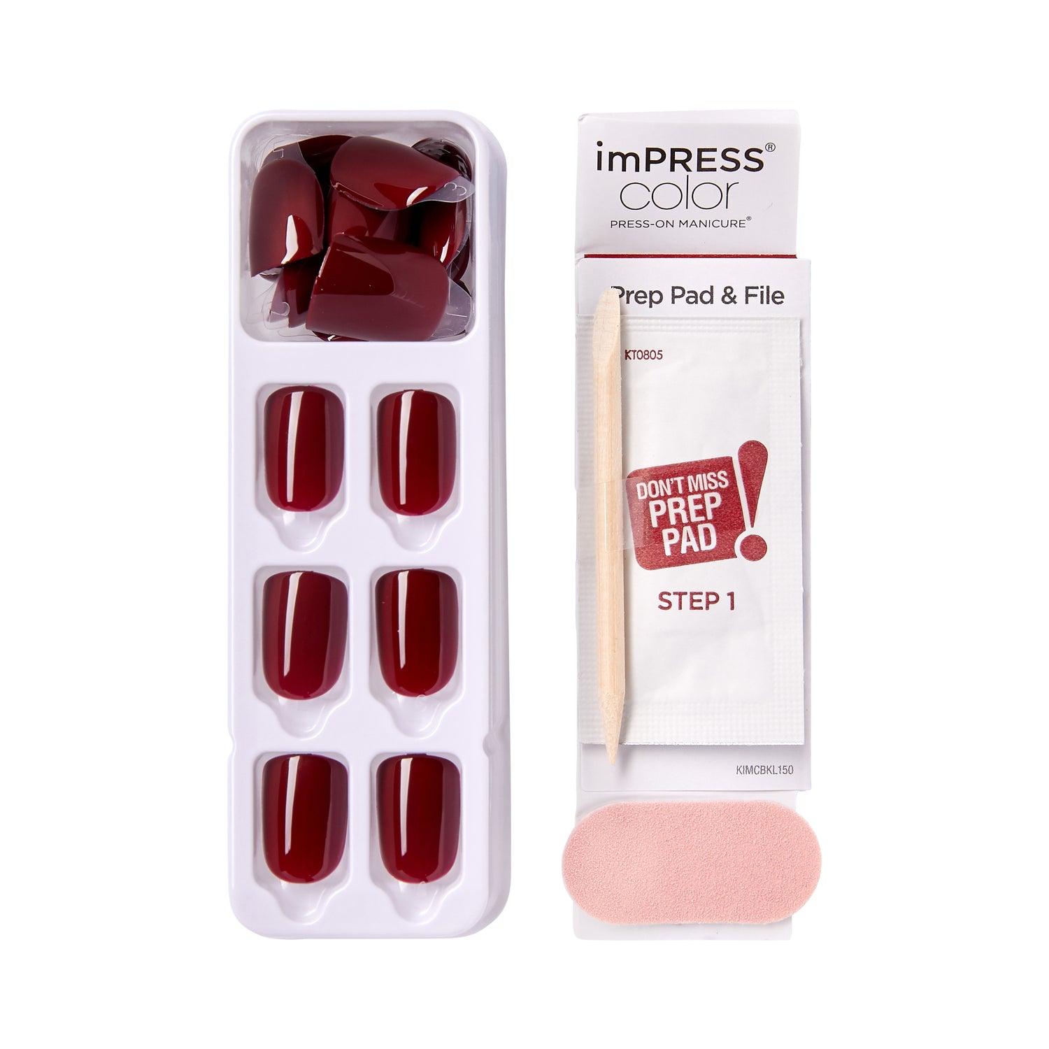 imPRESS Color No Glue Mani  Press-On Nails, No Glue Needed, Color, Reddy or Not, Červená, Short Zaoblený, 30 ks