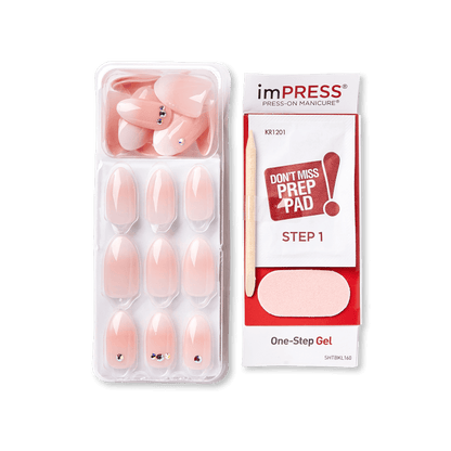 imPRESS Design Press-On Nails, No Glue Needed, Ružová, Medium Mandľový, 30 ks