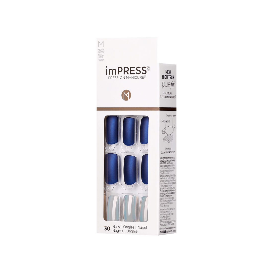 imPRESS Press-On Nails, No Glue Needed, Daydream, Viacfarebná, Medium Zaoblený, 30 ks