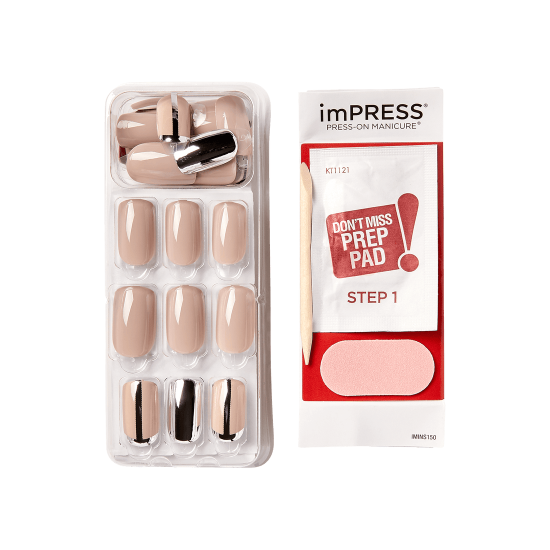 imPRESS Press-On Nails, No Glue Needed, Cloudy, Viacfarebná, Medium Zaoblený, 30 ks