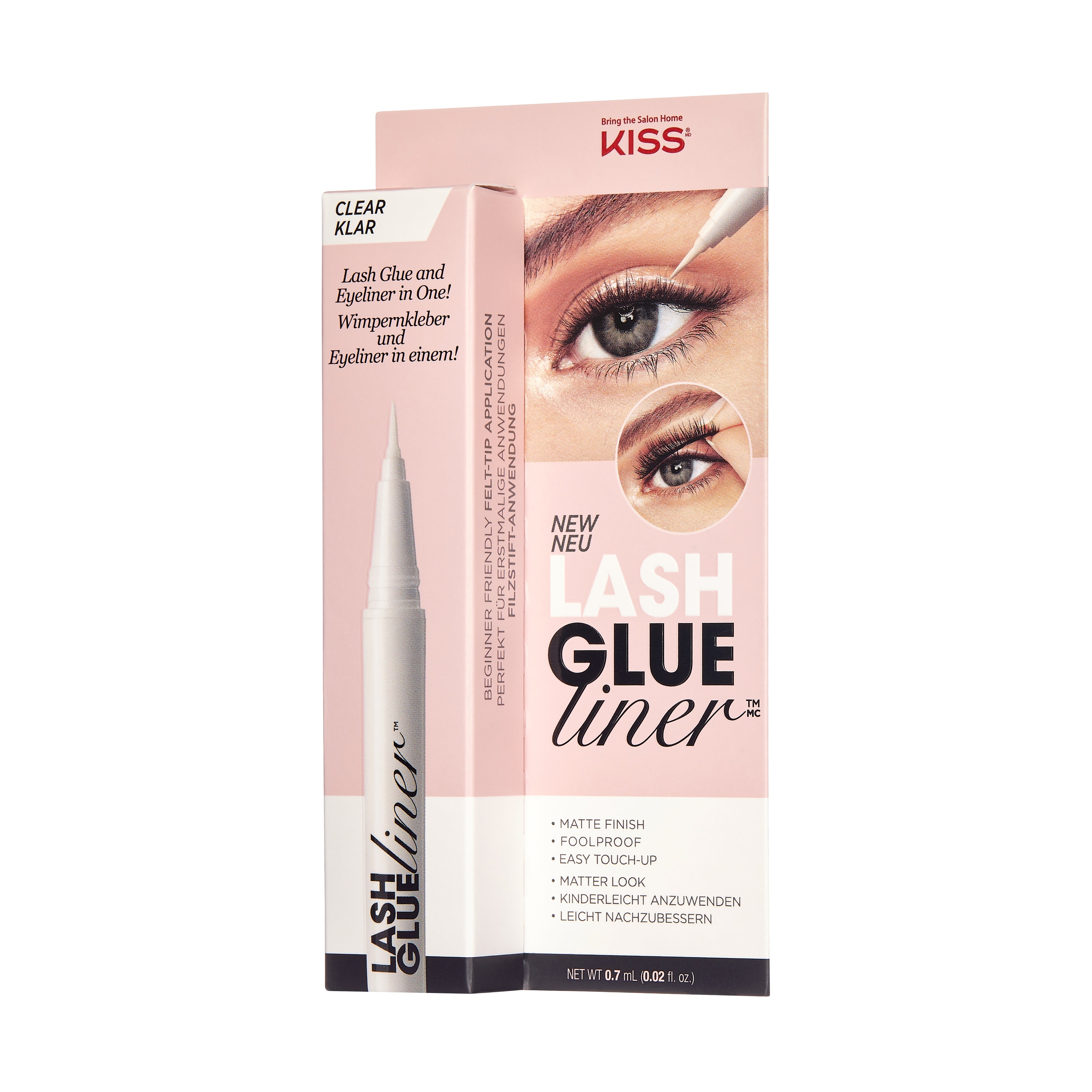 KISS Lash GLUEliner Matte Finish False Eyelash Glue, 0.7 mL (0.02 fl. oz.), Bezfarebná