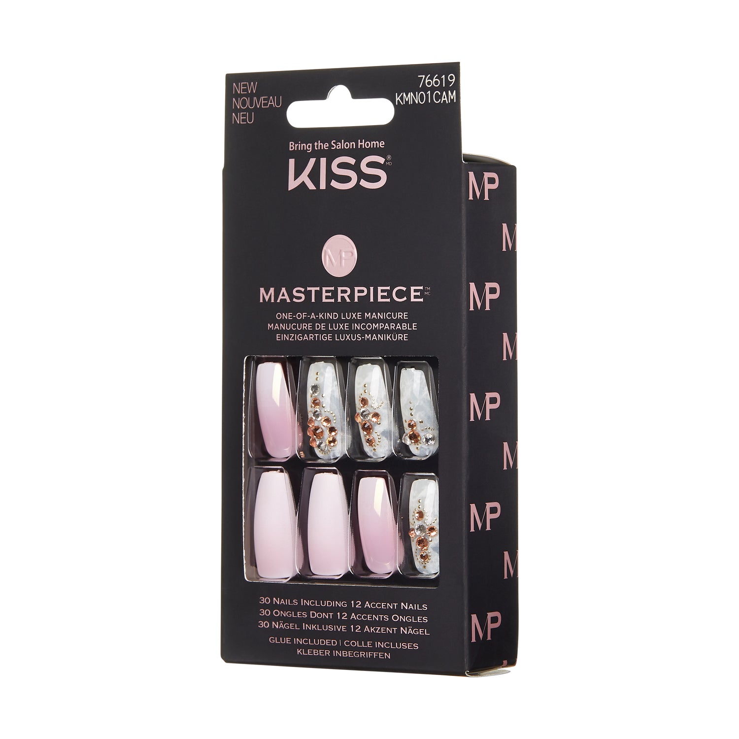 KISS Masterpiece Press-On Nails, Kitty Girl, Viacfarebná, 30 ks