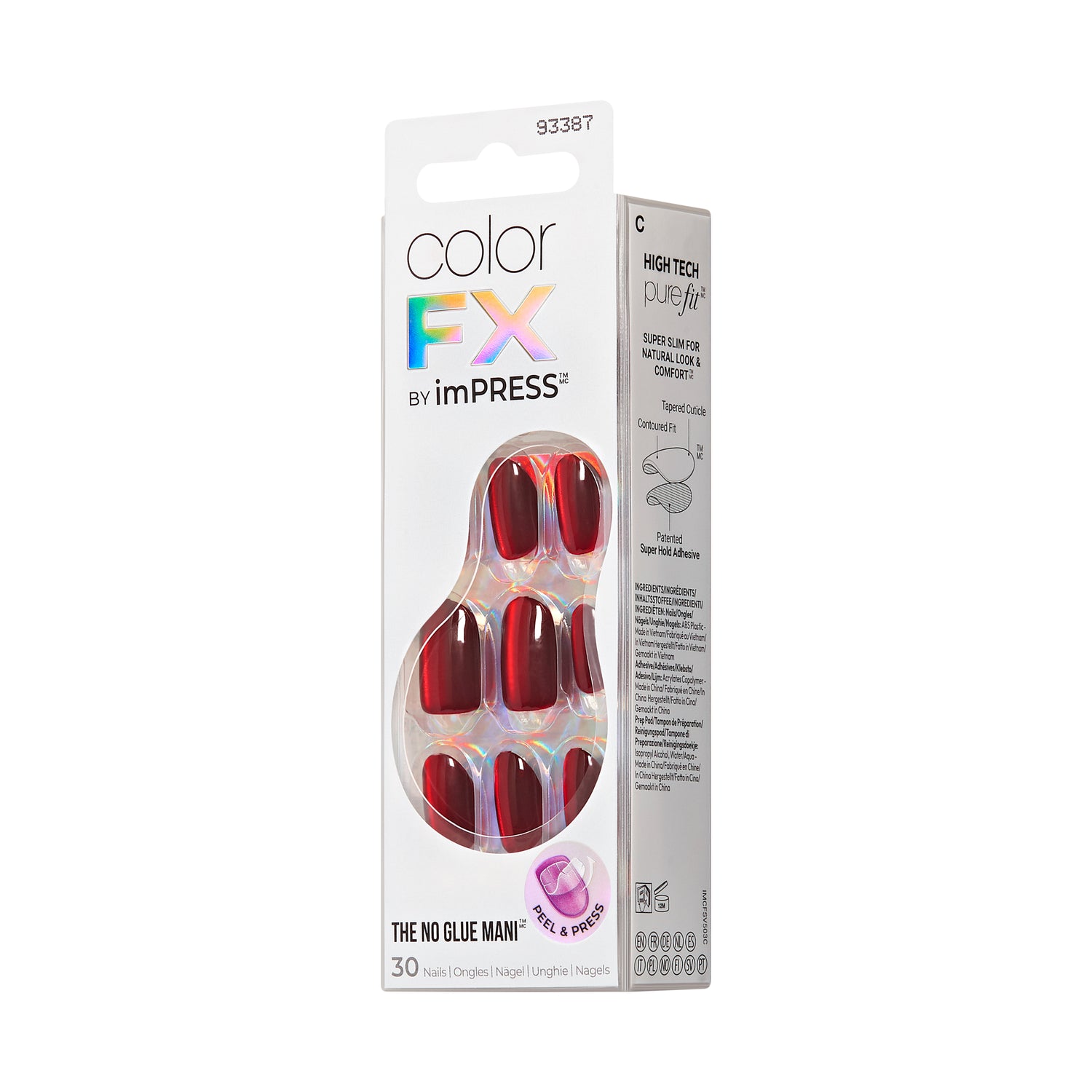 Kiss colorFX by Impress Press On Nails , No Glue Needed, Red, Short, Oval Shape, 30 Ct.