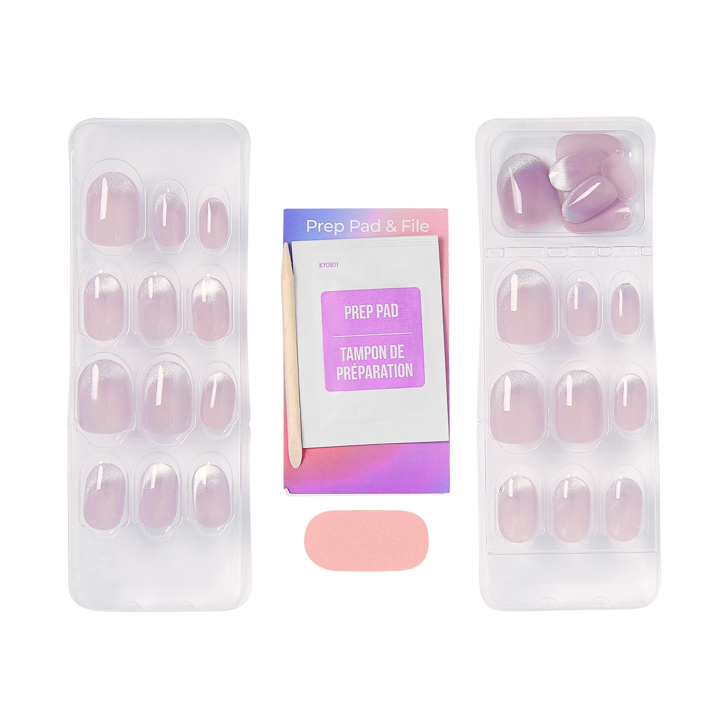 Kiss colorFX od Impress Press On Nails, „Diamond Drip“, fialové, krátke oválne, 30 kusov
