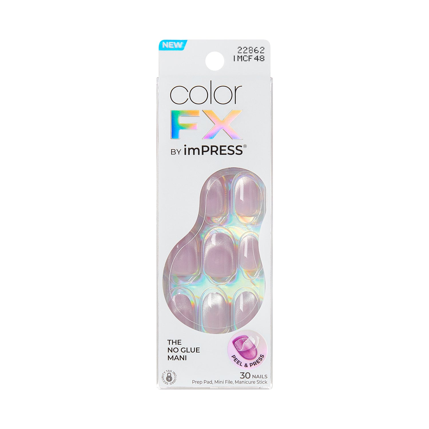 Kiss colorFX od Impress Press On Nails, „Diamond Drip“, fialové, krátke oválne, 30 kusov