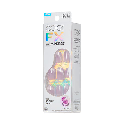 Kiss colorFX od Impress Press On Nails, „Diamond Drip“, fialové, krátke oválne, 30 kusov