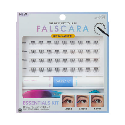Kiss Falscara Ultra Natural False Eyelashes, Lash Extension Kit, 36 Lash Clusters