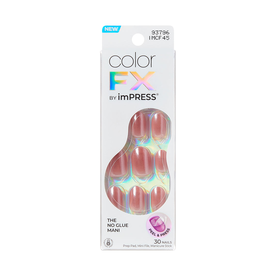Kiss ColorFX od Impress Press On Nails, „Boundless“, hnedé, krátke oválne, 30 kusov
