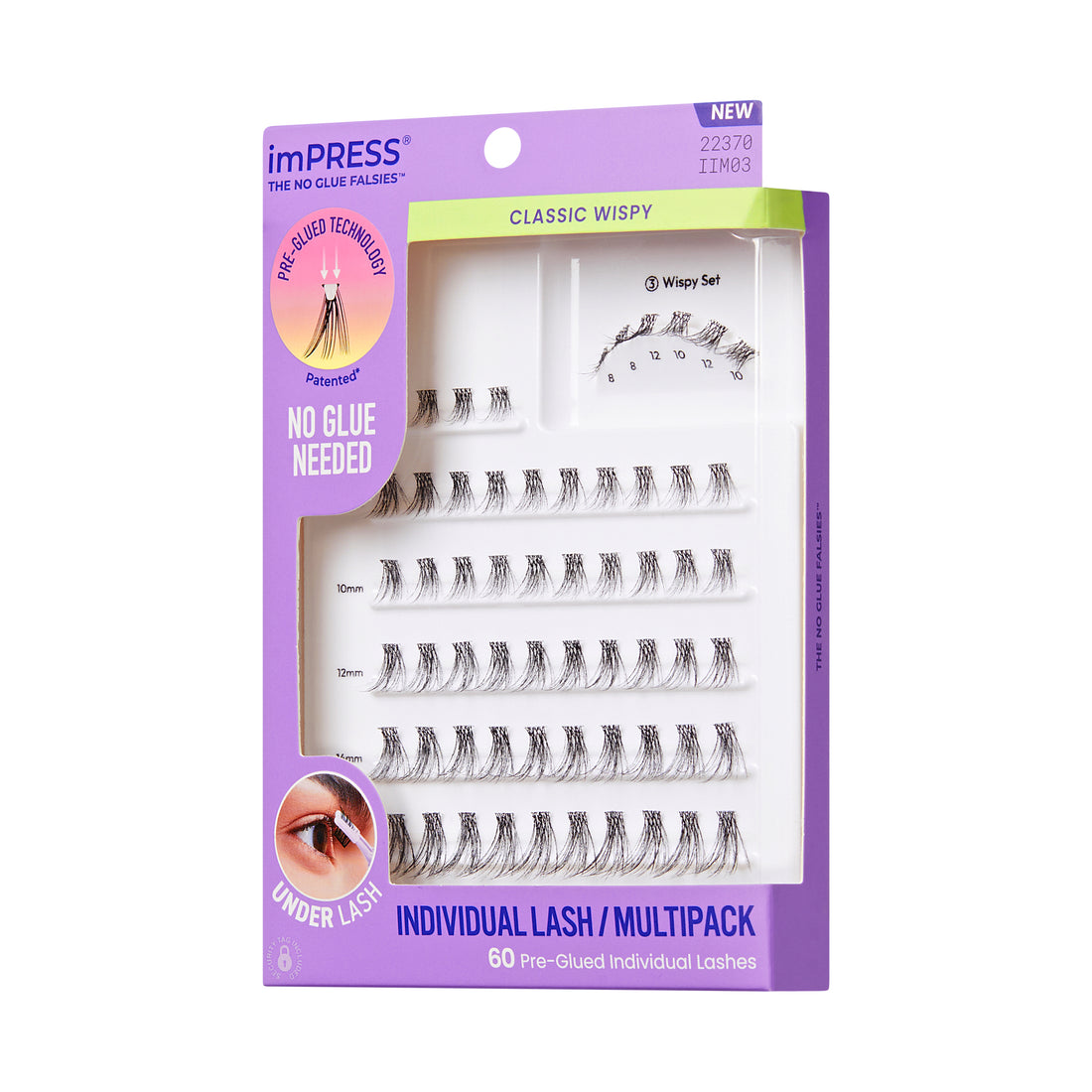 KISS imPRESS Pre-Glued Individual Lashes Multipack, Classic Wispy, 60 Lash Clusters