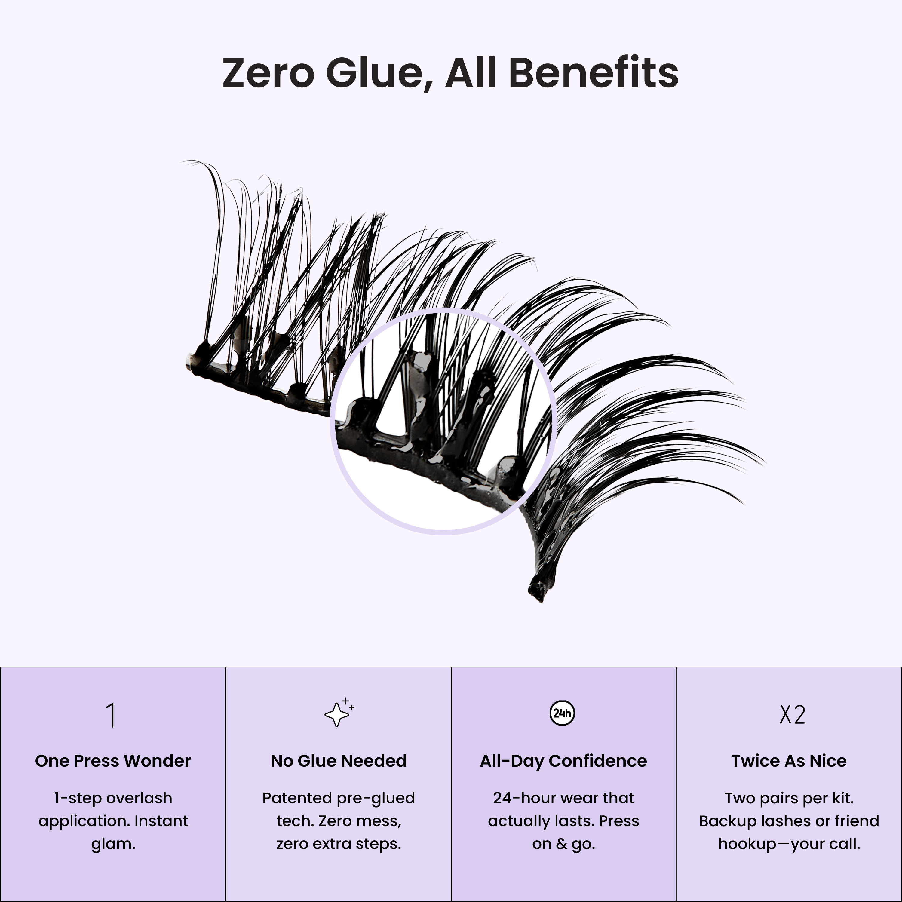 KISS imPRESS Pre-Glued Strip Lashes Kit, Classic Wispy, 2 Pair Self Adhesive Eyelashes