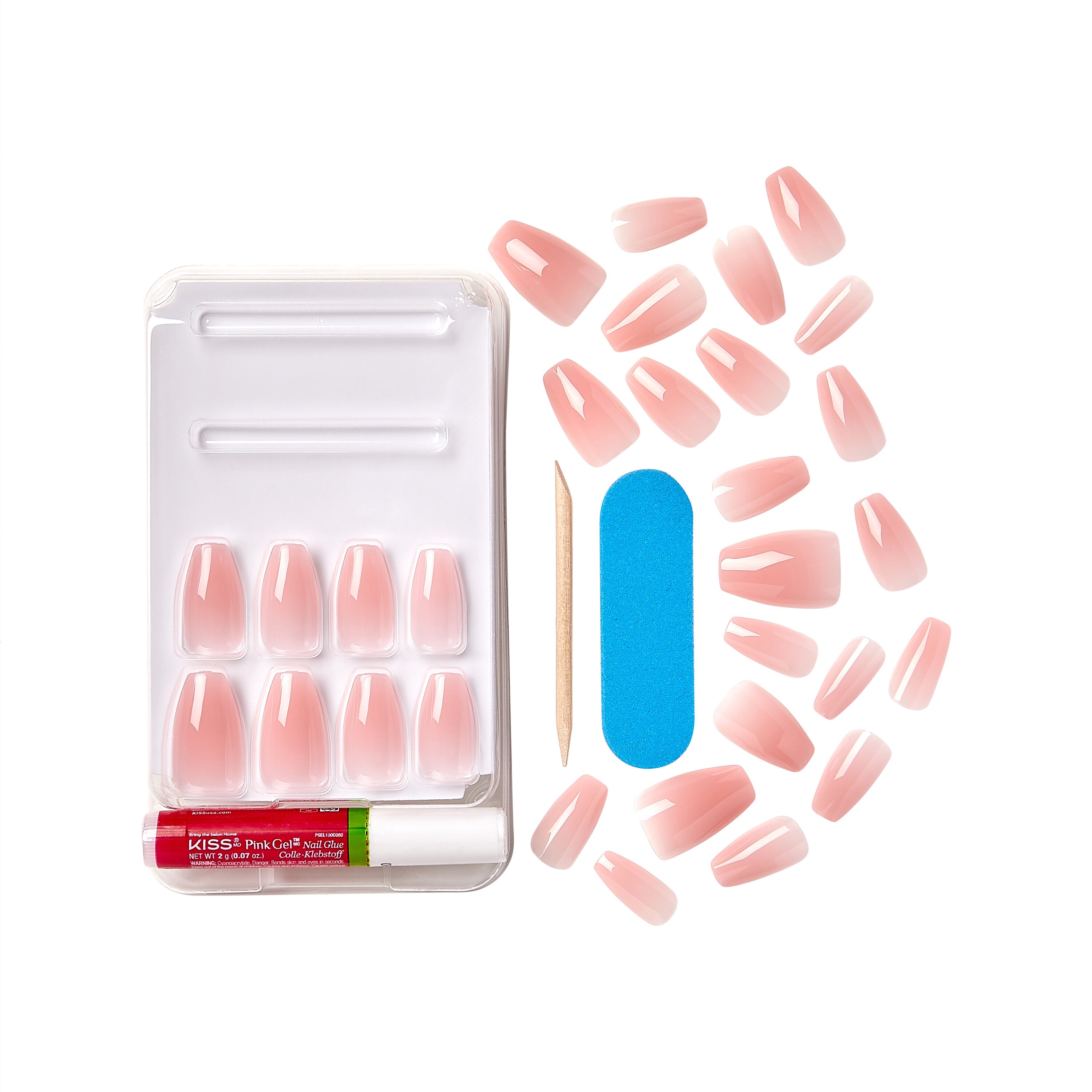 Kiss Bare but Better  TruNude Press On Nails, Medium Length, Coffin Shaped, 28 Ct.