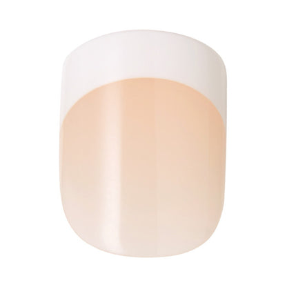 KISS Salon Acrylic French Press-On Nails, Power Play, White Tips, Short Square, 31 Ct.